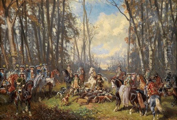 Nach Erfolgreicher Jagd Oil Painting by Alexander Ritter Von Bensa