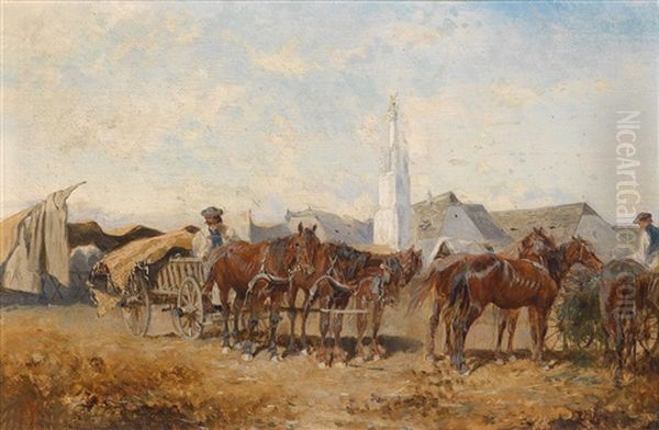 Markttag In Szolnok Oil Painting by Alexander Ritter Von Bensa