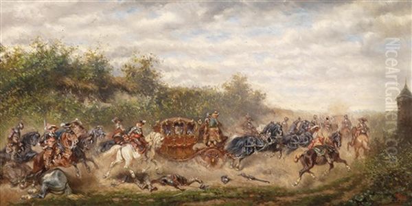 Der Uberfall Oil Painting by Alexander Ritter Von Bensa