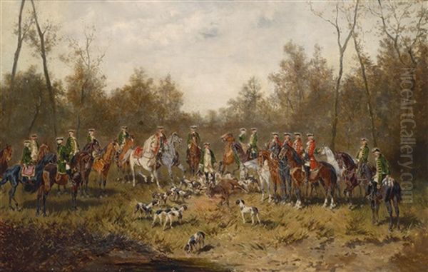 Aufbruch Zur Jagd Oil Painting by Alexander Ritter Von Bensa