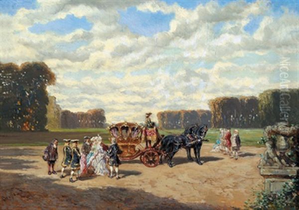 Abfahrt Der Herrschaftlichen Gesellschaft Oil Painting by Alexander Ritter Von Bensa