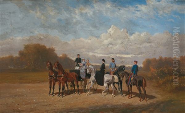 Ausfahrt Der Kaiserlichen Familie Oil Painting by Alexander Ritter Von Bensa