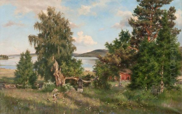 A Summer Day In The Archipelago Oil Painting by Fredrik Ahlstedt