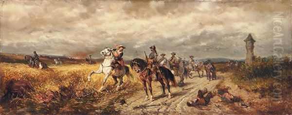 Soldaten Zu Pferde Oil Painting by Alexander Ritter Von Bensa