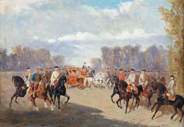 Ausfahrt Der Hofkutsche Oil Painting by Alexander Ritter Von Bensa