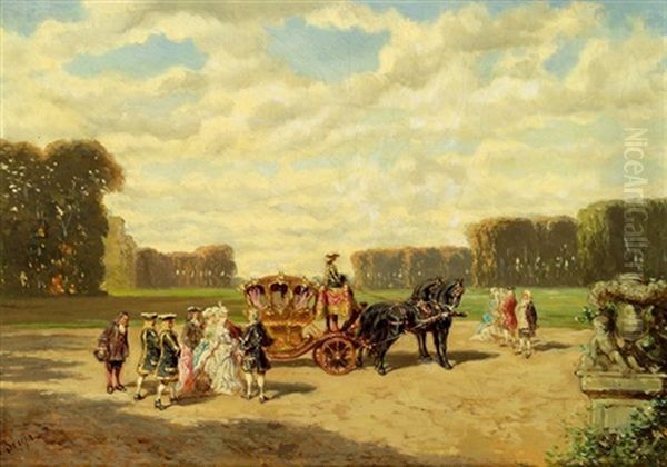 Kutsche Im Park Oil Painting by Alexander Ritter Von Bensa