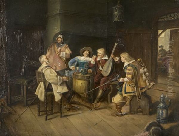 Soldiers In A Tavern Oil Painting by Alexander Ritter Von Bensa