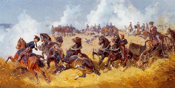 Auffahrende Artillerie Oil Painting by Alexander Ritter Von Bensa