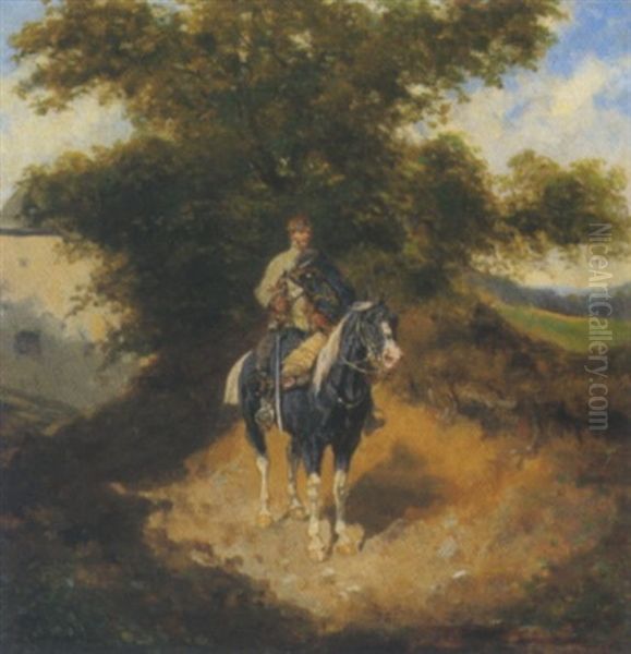 Berittener Husar Oil Painting by Alexander Ritter Von Bensa