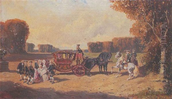 Vornehme Rokokogesellschaft Im Schlosspark Oil Painting by Alexander Ritter Von Bensa