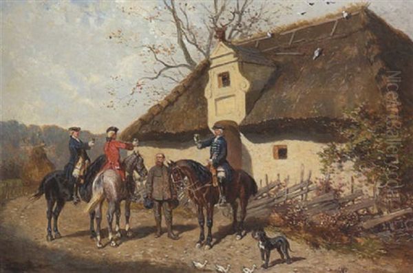 Umtrunk Vor Dem Forsthaus Oil Painting by Alexander Ritter Von Bensa