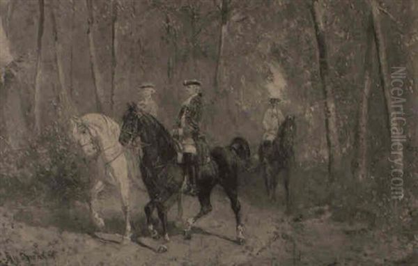 The Riding Party Oil Painting by Alexander Ritter Von Bensa