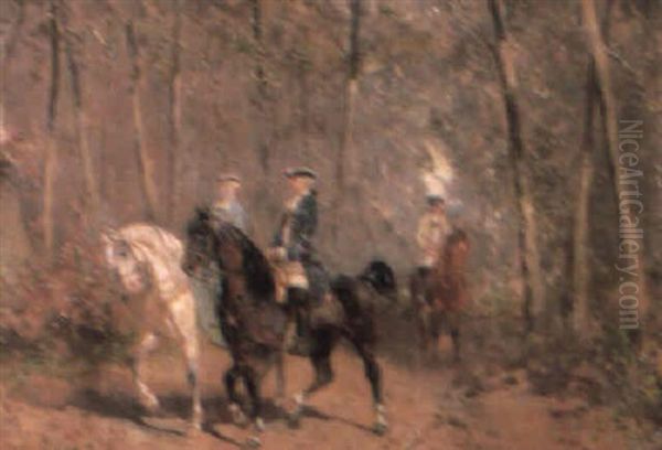 The Riding Party Oil Painting by Alexander Ritter Von Bensa