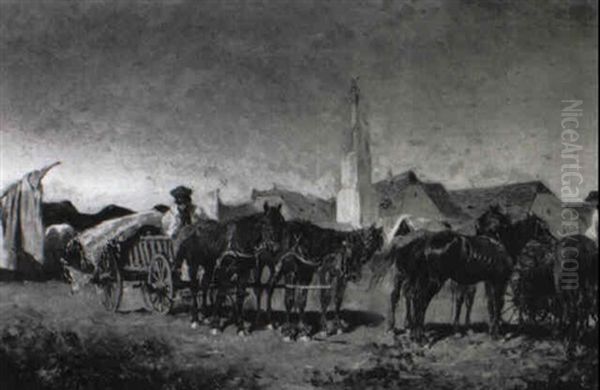 Markt In Szolnok Oil Painting by Alexander Ritter Von Bensa