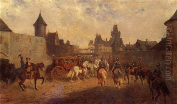 Einzug In Die Stadt Oil Painting by Alexander Ritter Von Bensa