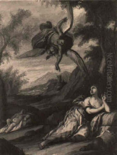 The Angel Appearing To Hagar Oil Painting by Giulio Benso