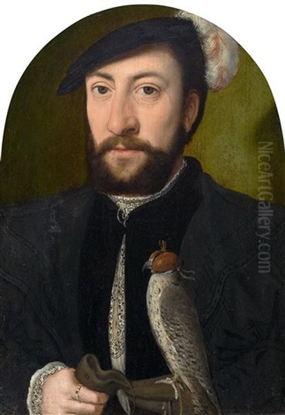 Portrait Of A Nobleman With Falcon Oil Painting by Ambrosius Benson