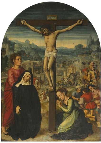 The Crucifixion, With Scenes From The Passion Beyond Oil Painting by Ambrosius Benson