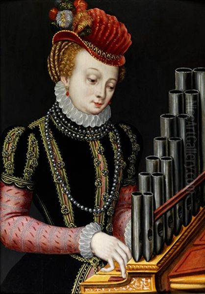 Adelige Dame An Einer Tischorgel Oil Painting by Ambrosius Benson