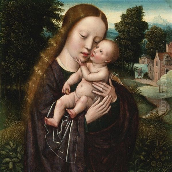 Virgin And Child Oil Painting by Ambrosius Benson