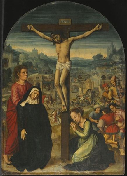 The Crucifixion, With Scenes From The Passion Beyond Oil Painting by Ambrosius Benson