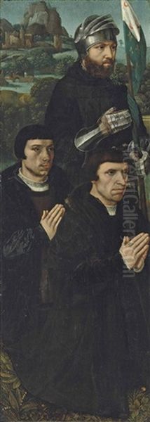 The Left Wing Of A Triptych: Saint William Of Maleval With Two Kneeling Donors Oil Painting by Ambrosius Benson