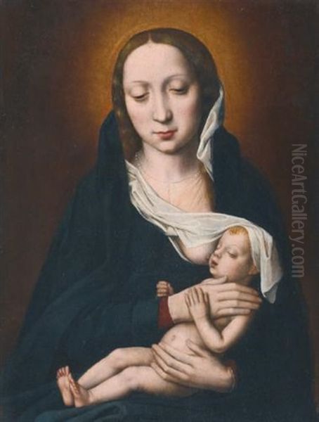 Virgin And Child Oil Painting by Ambrosius Benson