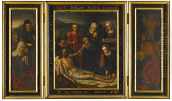 Triptych With The Lamentation Oil Painting by Ambrosius Benson