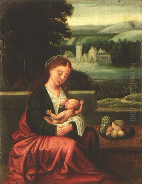 Madonna Mit Kind Vor Landschaft Oil Painting by Ambrosius Benson