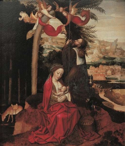 The Rest On The Flight To Egypt Oil Painting by Ambrosius Benson