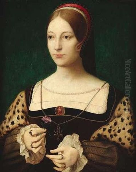 Bildnis Einer Jungen Frau, Die Eine Nelke In Handen Halt Oil Painting by Ambrosius Benson