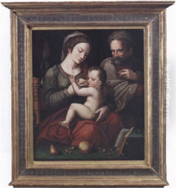 Madonna Mit Dem Jesuskind Und Dem Heiligen Josef Oil Painting by Ambrosius Benson