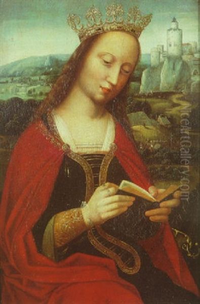 Sainte Catherine Sur Fond De Paysage Oil Painting by Ambrosius Benson