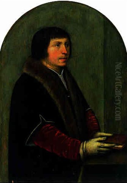 Portrait Of A Gentleman In An Ermine-trimmed Coat, Holding A Book Oil Painting by Ambrosius Benson