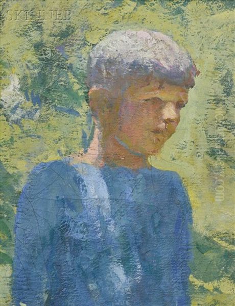 Portrait Head Of A Boy, An Exercise In Backlighting Oil Painting by Frank Weston Benson