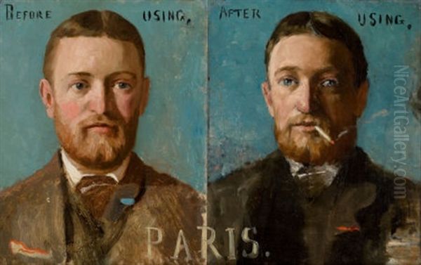 Before/after Portraits Of L. A. Plummer (in 2 Parts) Oil Painting by Frank Weston Benson