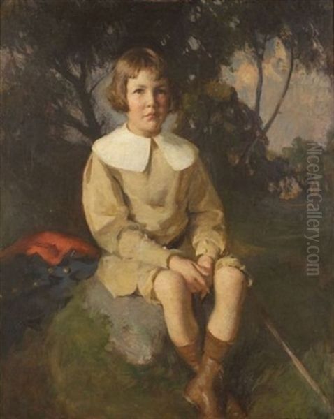 Atherton Loring Jr. Age 6 Of Boston's Duxbury, Massachusetts Oil Painting by Frank Weston Benson