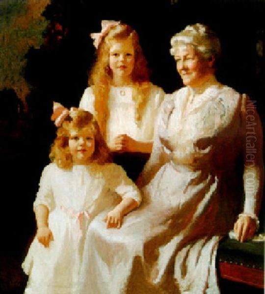 Mrs. Henry Harrison Proctor With Barbara And Frances Oil Painting by Frank Weston Benson