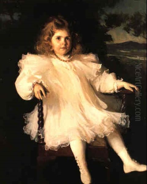 Miss Westinghouse (young Girl In White Dress) Oil Painting by Frank Weston Benson