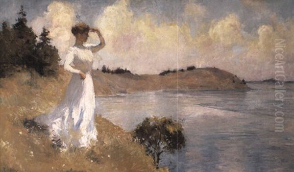 Eleanor On The Hilltop Oil Painting by Frank Weston Benson