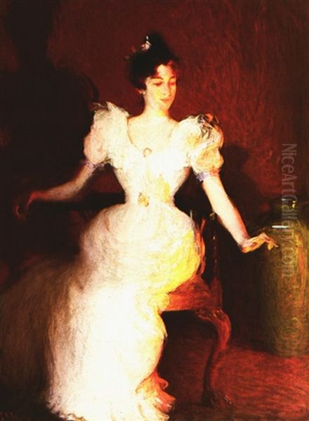 Firelight Oil Painting by Frank Weston Benson