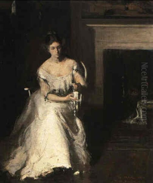 Woman Admiring Lace by Frank Weston Benson