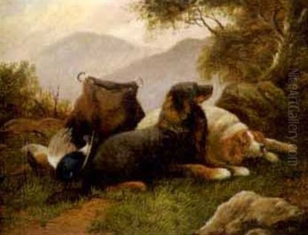 Two Hunting Dogs Oil Painting by William Benson