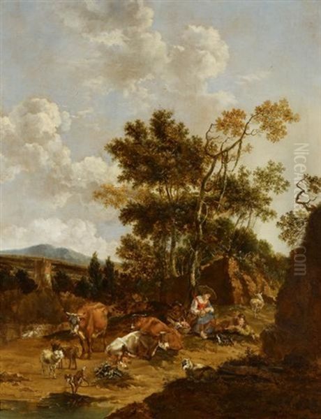 Pastorale Szene Oil Painting by Johannes van der Bent