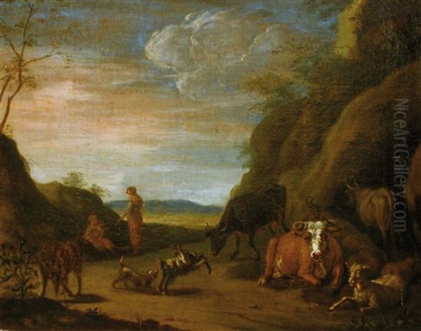 Scene Pastorale Oil Painting by Johannes van der Bent