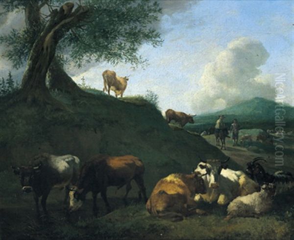 Sudliche Landschaft Mit Hirten Und Herde by Johannes van der Bent