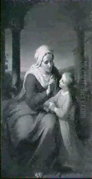 Die Heilige Anna Lehrt Maria Das Lesen Oil Painting by Fidelis Bentele