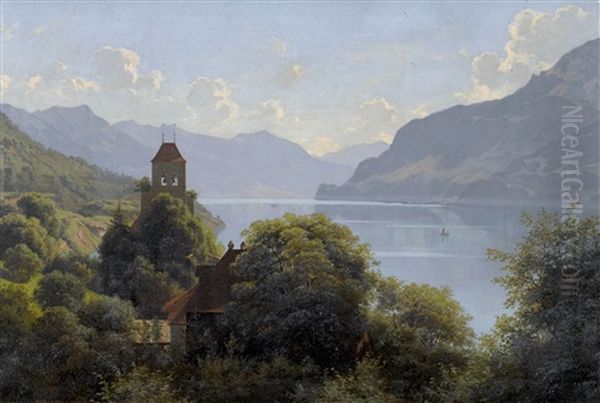 Ringgenberg Am Brienzersee Oil Painting by Wilhelm Bernhard Benteli