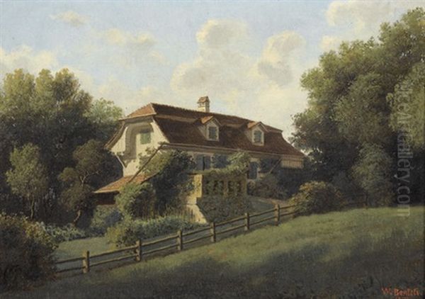 Landhaus Bei Wichtrach Oil Painting by Wilhelm Bernhard Benteli