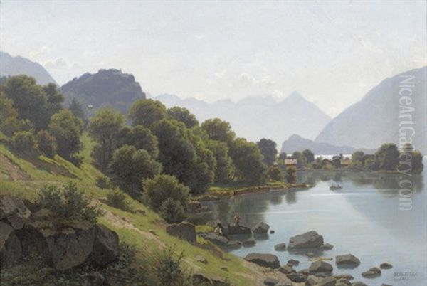 Bei Iseltwald Oil Painting by Wilhelm Bernhard Benteli